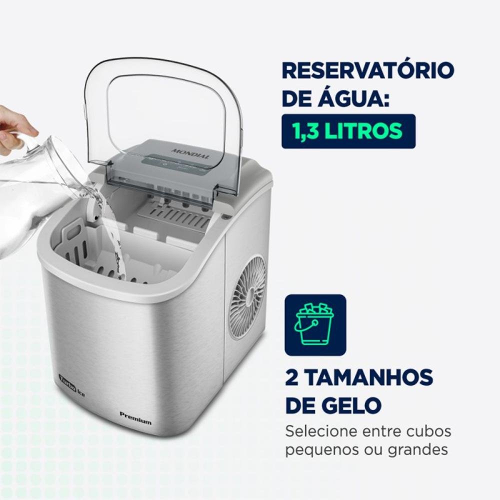 Máquina de Gelo Mondial 12kg Turbo Ice Premium Mg-12-gi Cinza 220v - 4