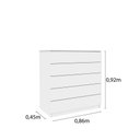 Ver imagem 2 de Cômoda para Quarto Solteiro 5 Gavetas - Premium-neve - Tcil Móveis