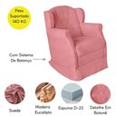 Ver mais imagens de Poltrona Amamentação Cadeira Reforçada Balanço Lile Suede Rosê