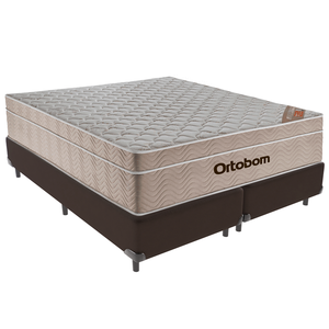 Cama Box Bipartido Queen Marrom e Colchão Airtech Spring Pocket M. Ensacadas Ortobom
