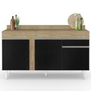 Ver imagem 7 de Balcão Gabinete para Pia com Tampo 150cm 3 Portas 1 Gaveta Dakota Castanho/Preto - Lumil