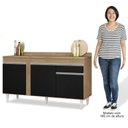 Ver imagem 5 de Balcão Gabinete para Pia com Tampo 150cm 3 Portas 1 Gaveta Dakota Castanho/Preto - Lumil