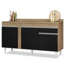 Ver imagem 1 de Balcão Gabinete para Pia com Tampo 150cm 3 Portas 1 Gaveta Dakota Castanho/Preto - Lumil