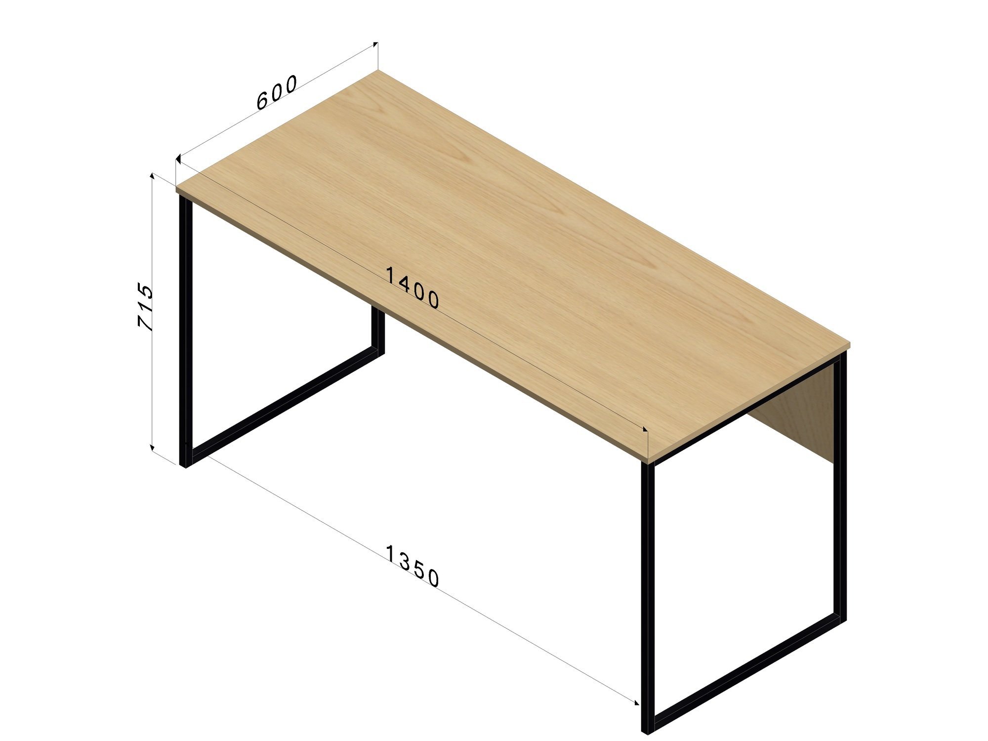 Mesa de Escritório Retangular Indus Economica 140cmx60cmx74cm - Preto - Escrivaninha, Home Office, M - 3