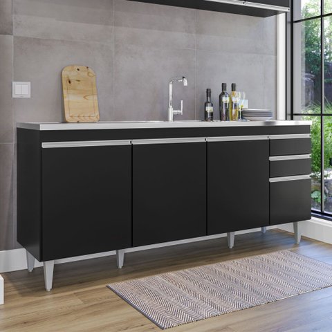 Balcão Gabinete para Pia 180cm 4 Portas Ágatha - Ssx Multicoisas