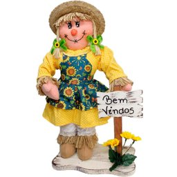 Espantalhos Decoração de Festa Junina Caipira com Placa 50cm Menina - 2