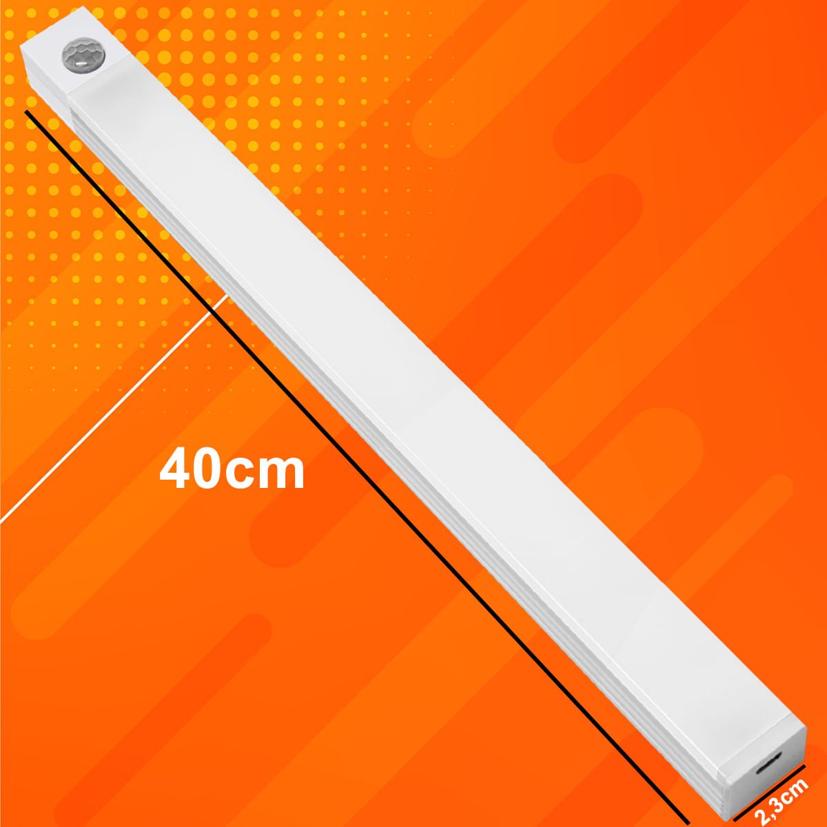 Luminária Led Sensor Presença Armário Recarregável 40cm 4W Branco Quente - 2