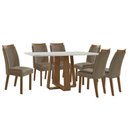 Ver imagem 2 de Conjunto Mesa de Jantar com Vidro e 6 Cadeiras 160cm Multimóveis Crljm-CON030 Madeirado/Bege