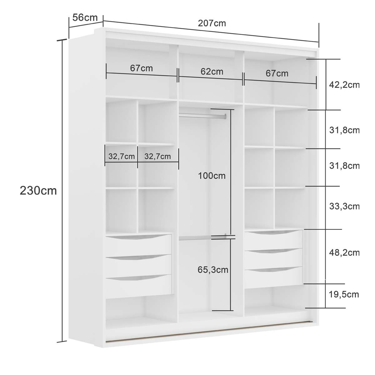 Guarda-Roupa Casal Imperium 2 Portas 6 Gavetas 100% Mdf Branco - Belmax - 5