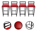 Ver imagem 1 de Kit 4 Banquetas Quadrada Bistro Industrial Alta Casa Bar Cozinha:vermelho
