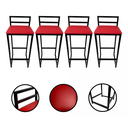 Ver imagem 1 de Kit 4 Banquetas Quadrada Bistro Industrial Alta Casa Bar Cozinha:vermelho