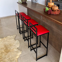 Ver imagem 2 de Kit 4 Banquetas Quadrada Bistro Industrial Alta Casa Bar Cozinha:vermelho