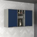 Ver imagem 1 de Armário Aereo de Cozinha 2 Portas Domus Espresso Móveis Azul Silver/Royal