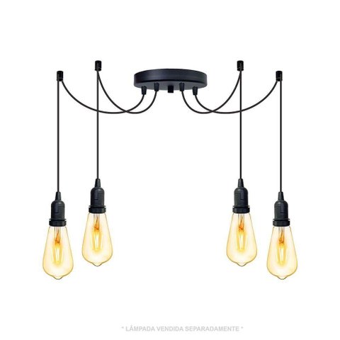 Lustre Aranha com 4 Pendentes de 2 M + Soquetes