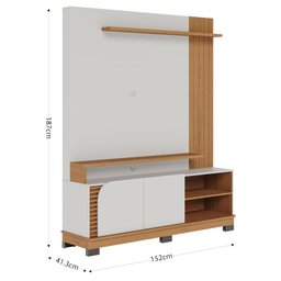 Estante Home Theater Ambiente Jurerê 1.5 Off White Matte Freijó – Colibri - 5