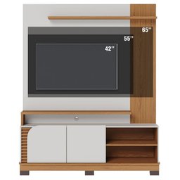 Estante Home Theater Ambiente Jurerê 1.5 Off White Matte Freijó – Colibri - 3