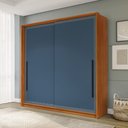 Ver imagem 3 de Guarda Roupa Roupeiro 2 Portas de Correr 2 Gavetas Valência Freijó Azul Politorno Móveis
