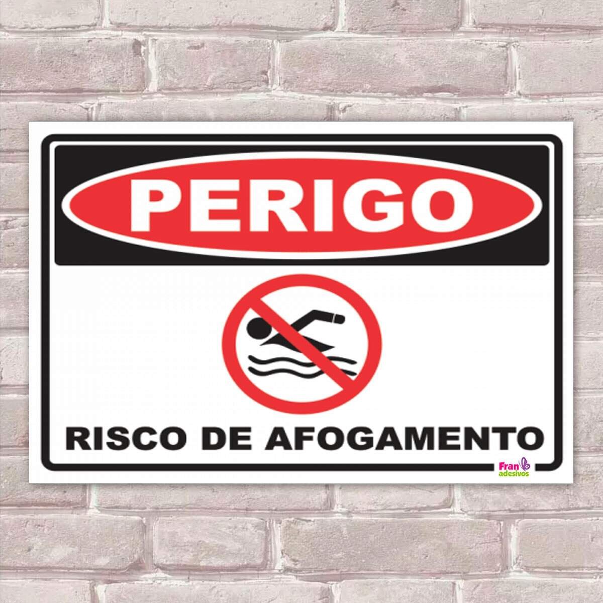 Placa Decorativa Sinalização Risco De Afogamento 30x45cm Madeiramadeira 4477