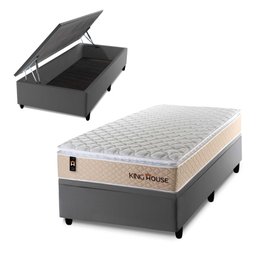 Cama Box Baú Solteirão Alford com Colchão Molas Ensacadas 96x203x73 Cinza - 2