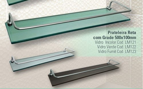 Prateleira Reta C/ Grade 50x10 Cm - 8mm - Fume - 2