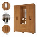 Ver imagem 5 de Guarda-roupa Casal Tijucas 4 Portas 2 Gavetas com Espelho Freijó Trend - Pnr Móveis
