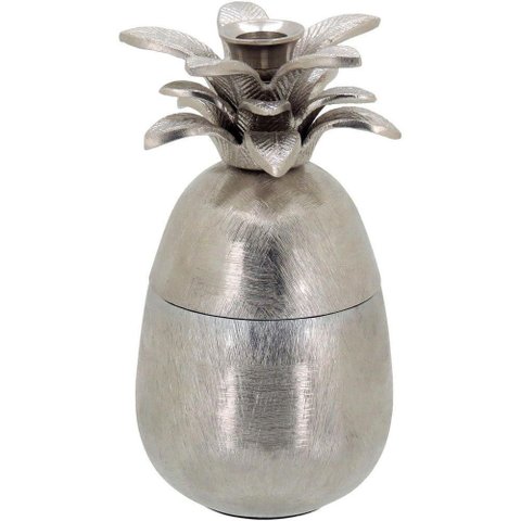 Neroly Castiçal 22x11x11cm Metal Prata Abacaxi