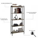 Ver imagem 4 de Estante de Livros Industrial Aço 240CMX187CM Kit 3 Estantes 5 Prateleiras Active Yescasa Marrom/Carvalho