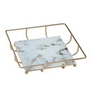 Ver imagem 1 de Bandeja Decorativa Quadrada em Metal e Vidro Dourado 26cm PARIS LUZ