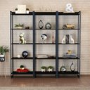 Ver imagem 1 de Estante de Livros Industrial Aço 180CMX187CM Kit 3 Estantes 5 Prateleiras Active Yescasa Preto/Ônix