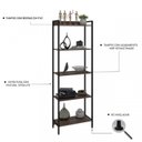 Ver imagem 5 de Estante de Livros Industrial Aço 180CMX187CM Kit 3 Estantes 5 Prateleiras Active Yescasa Marrom/Nogal