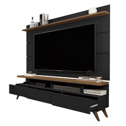 Rack com Painel para TV até 72 Polegadas MDF 180cmx195cm Pés em Madeira Maciça Vivare - 2 Rack com Painel para TV até 72 Polegadas MDF 180cmx195cm Pés em Madeira Maciça Vivare - 2