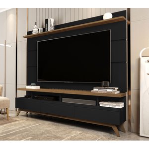 Rack com Painel para TV até 72 Polegadas Pés em Madeira Maciça Vivare