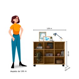 Nicho Organizador Com Rodízios 6 Nichos Encanto Feliz -Freijo Toq - ÉdeCasaMóveis                                                               - 6