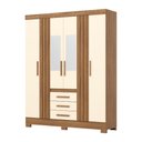 Ver imagem 4 de Guarda Roupa Roupeiro Solteiro Alex B375 Briz 6 Portas 3 Gavetas com Espelho Nature Off White Henn