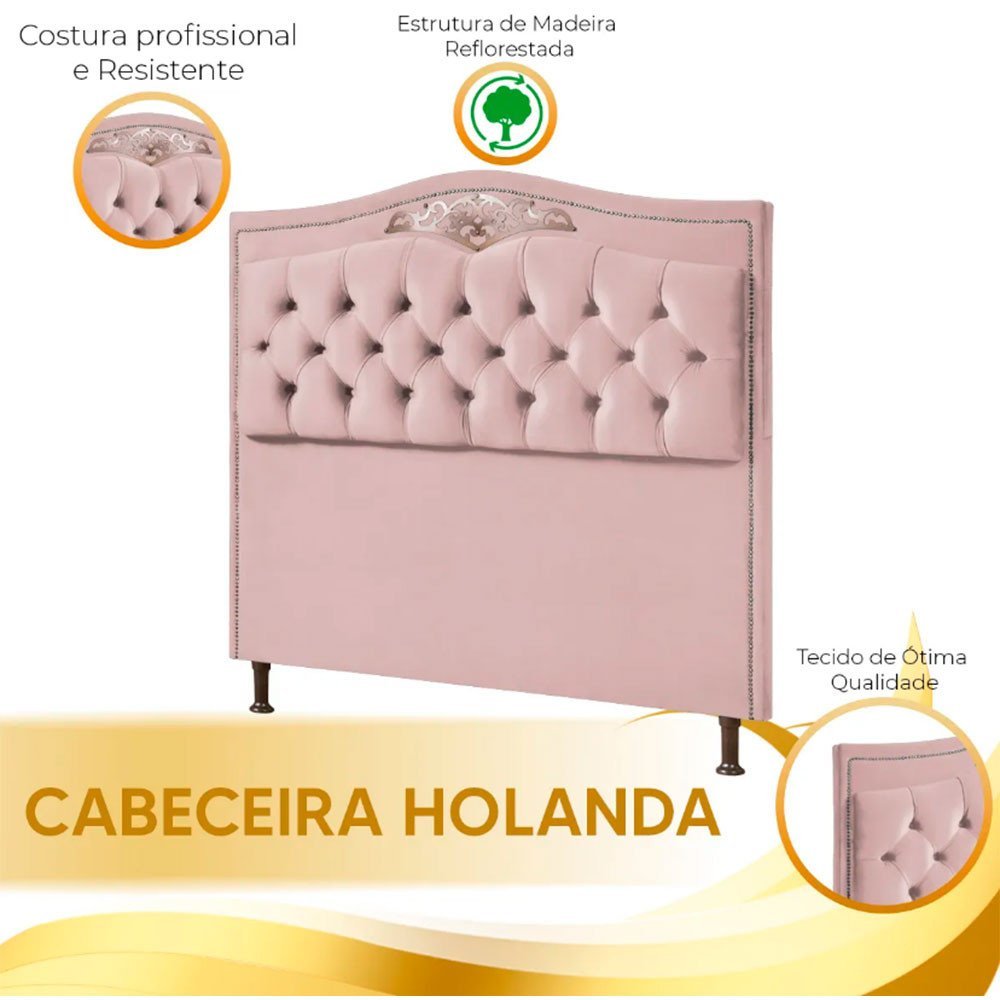 Cabeceira Estofada Holanda 0,90 Solteiro Veludo Star Confort - 4