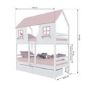 Ver imagem 3 de Beliche Casinha Encantada com 02 Gavetas Madeira Maciça Branco/ Rosa Housin
