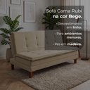 Ver imagem 2 de Sofa Cama Bicama Rubi Compacta Ideal para Aibnb Apartamentos e Casas Extremo Conforto Linho Bege