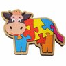Quebra-Cabeça Infantil Vaca Educativo Pedagógico Em Madeira - 1