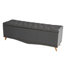 Ver imagem 4 de Kit Barcelona Cabeceira de Cama Painel e Calçadeira Baú King 195 Cm Suede Grafite do Lar Móveis e