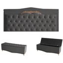 Ver imagem 1 de Kit Barcelona Cabeceira de Cama Painel e Calçadeira Baú King 195 Cm Suede Grafite do Lar Móveis e
