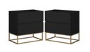 Ver imagem 1 de Kit 2 Mesa de Cabeceira para Quarto Eros 45cm Estilo Industrial com Pés de Ferro Dourado 2 Gavetas:p