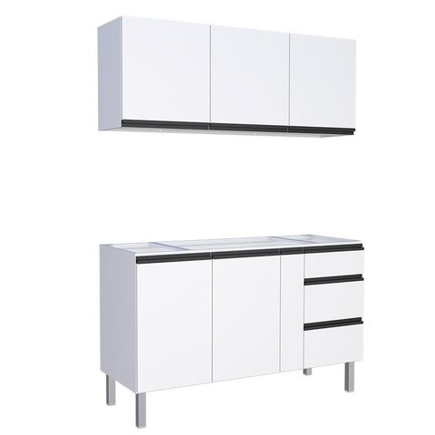 Cozinha Completa Gabinete e Armário Aéreo Gaia 150 Cozimax Branco