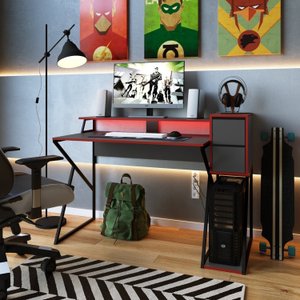 Mesa Gamer Escrivaninha 135cm 2 Gavetas Zed 4001 