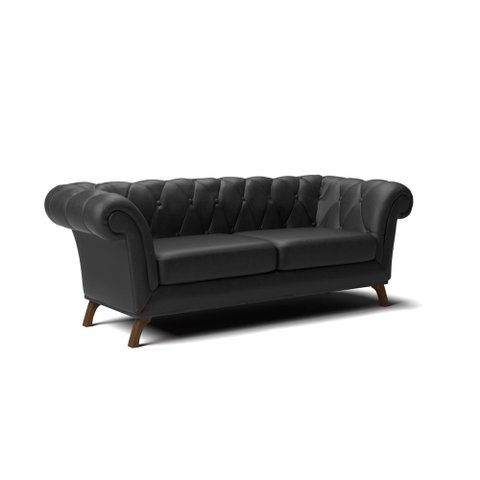 Sofá 3 Lugares Viena D07 230cm Base de Madeira Corano Preto - D’Rossi