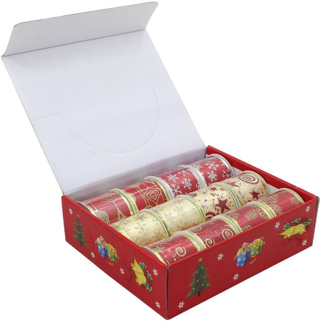 Kit 24 Fita Aramada Decoração Natalina 6,3Cm X 2,7M Decorada - 1