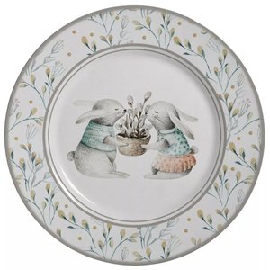 Conjunto com 6 Pratos Raso Coelho Pascoa Ø29cm Alleanza Cerâmica