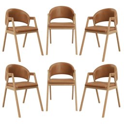 Kit 6 Cadeiras para Mesa de Jantar Moderna Courino - Balaqui Cor:marrom Claro - 1