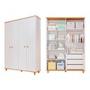 Ver imagem 6 de Guarda-Roupa Infantil 100% MDF 4 Portas e 3 Gavetas 152cm Multimóveis Crper-GRP135 Branco/Madeirado