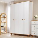 Ver imagem 1 de Guarda-Roupa Infantil 100% MDF 4 Portas e 3 Gavetas 152cm Multimóveis Crper-GRP135 Branco/Madeirado