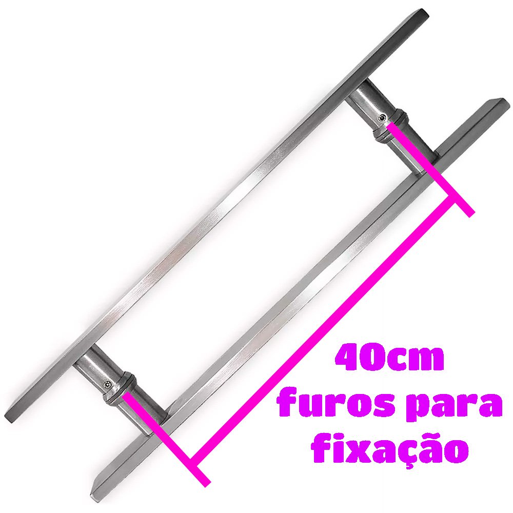 Puxador Porta Aço Inox Escovado de 60cm Par para Pivotante Madeira Vidro - 3